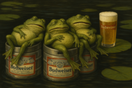 Budweiser Bud Light Beer Advertising Metal  Sign 8x12in Vintage FROGS 2yz - $24.74