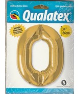 Qualatex 34 Inch Number Balloon - Zero Metallic Gold Foil Balloon - $93.10 MXN