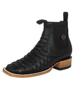 Mens Chelsea Leather Ankle Boots Black Snake Print Western Dress Square ... - €103,70 EUR