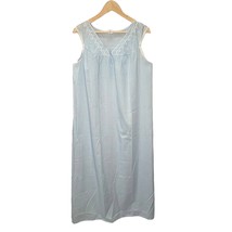 Vintage Berkliff Womens Cotton Blend Nightgown Blue Eyelet Long Sz L Sle... - $39.55