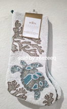 2 Coastal Collection Beach Beaded Turtle beaded Christmas Stockings 22&quot; - €77,37 EUR