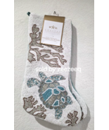 2 Coastal Collection Beach Beaded Turtle beaded Christmas Stockings 22&quot; - $89.09