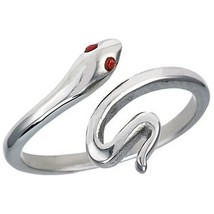 1930s Style Art Deco Snake Ring Silver Stainless Steel Serpent Boho Band - £11.94 GBP