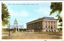 Public Library and State Capitol Denver Colorado Postcard - £5.39 GBP