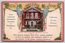 Philadelphia PA Sesqui-Centennial 1776-1926 Carpenters Hall Expo Postcard V30 - £7.82 GBP