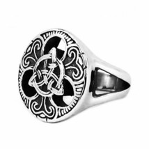 Celtic Warrior Shield Ring Silver Stainless Steel Ainle Laoch Band Sizes 7-13 - £15.76 GBP