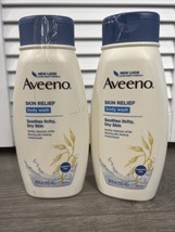2 Count Aveeno 18 Oz Skin Relief Fragrance Free Soothes Itchy Dry Skin Body Wash - $28.05