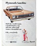 1965 Car Auto Plymouth Satellite Vintage Print Ad Chrysler Performance - $201.97 MXN