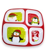 Kid&#39;s Christmas Melamine Divided Plate 4 Sections with Santa, Penguins, ... - $151.23 MXN
