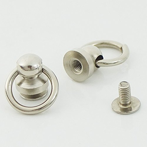 Bluemoona 50 Sets - Plated Brass Head Button O-ring 3/8" 10mm Stud Screwback wit
