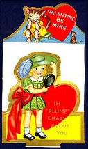 SALE Surprise Valentines Two 1940s Standing  Die Cut Valentine Cards Country Boy - £8.68 GBP