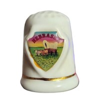 Vtg Lipco Porcelain Thimble Nebraska Souvenir Collectible - $5.99