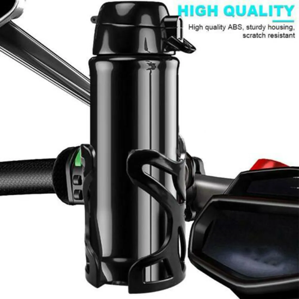 Motorcycle Bottle Water Cup Holder - Universal Black Plastic Handlebar Mount - £14.75 GBP