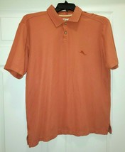 Tommy Bahama Mens Size Large Polo Golf Shirt Orange Short Sleeve Cotton Blend  - £20.99 GBP