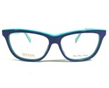 HUGO BOSS Brille Rahmen BO0172 9MA Blau Blaugrün Cat Eye Voll Felge 52-1... - £52.02 GBP