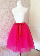 Fuchsia Tulle Midi Skirt Outfit Women Custom Plus Size A-line Tulle Tutu Skirt image 1