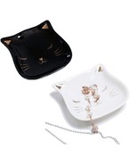 2x Cat Ceramic Dish Jewelry Tray Ring Bearer Holder Earrings Storage Key... - £15.73 GBP