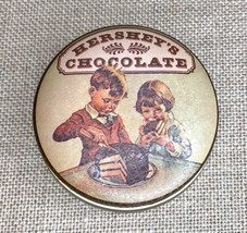 Vintage 1982 Hershey Chocolate Children Eating Cake Small Round Tin Canister - £6.33 GBP