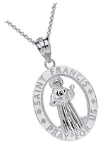 Jewelry Sterling Silver Saint Francis of Assisi Pray - £70.53 GBP