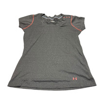 Under Armour Heatgear Top Women&#39;s Medium Heather Gray Crew Neck Short Sl... - $21.28