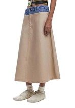 Desigual Women Skirt - S Beige Chic Fashion Designer Midi Skirt - $2,344.69 MXN