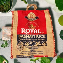 Vintage Royal Basmati Rice Burlap Tote BAG w/ Handles &amp; Zipper 18x14&quot; - £7.37 GBP