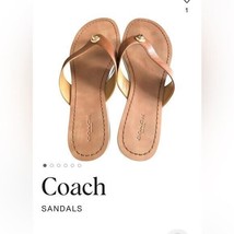 Coach Shelly Sandals Size 9B Saddle Brown Leather Flip Flop Woman&#39;s Shoes - €30,09 EUR
