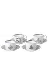 Wedgwood Christmas Winter White Tea Service For 4 Teacups &amp; Saucers 4003... - £155.67 GBP