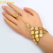 Ethlyn Coins Bracelet for Women Islam Muslim Arab Coin Money Sign Gold Color Mid - £10.49 GBP