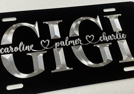 Engraved Custom GIGI Grandma Car Tag Diamond Etched Metal License Plate Gift - £18.63 GBP