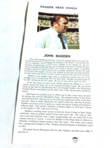 1971 Magazine Color Artice John Madden Oakland Raiders Head Coach - $8.99