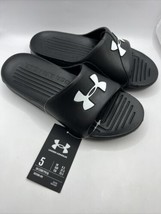 Under Armour Core PTH Slides UA Logo Black White Sandals Slides Youth Si... - $25.00