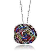 3W071 - Rhodium Brass Pendant with Top Grade Crystal  in Multi Color - $89.71 CAD