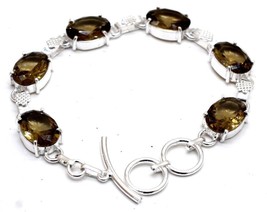 Smoky Quartz Gemstone 925 Silver Bracelets Handmade Jewelry Bracelets 7&quot; Women - £10.35 GBP