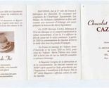 Chocolat Cazenove Menu Bayonne France World Famous Hot Chocolate - £30.00 GBP