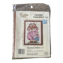 Vintage Golden Bee Counted Cross Stitch Kit Clover Bunny Bedtime #60485  5 x 7 - £4.82 GBP