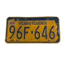 Vintage 1970 Pennsylvania License Plate 96F-646 Rustic Distressed Tag Yellow - £74.64 GBP