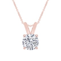 1 Carat Moissanite Solitaire Pendant Necklace for Women in 18K Rose Gold Plated  - £62.64 GBP