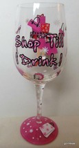 &quot;Shop Till I Drink&quot; Wine Glass Packages Shoes and Snowflakes 9&quot; - £11.89 GBP