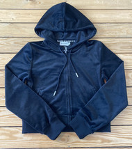 juicy couture NWOT women’s velvet hoodie jacket size M black R12 - £36.21 GBP