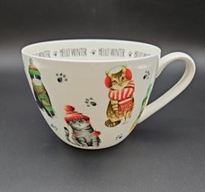 Portobello by Design Hello Winter Cat in Hats and Scarves Art Bone China Mug - £16.88 GBP