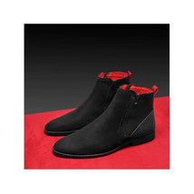 Men TAYNO Chelsea Chukka Micro Suede Soft Comfortable Zip up Boot Coupe Black image 4