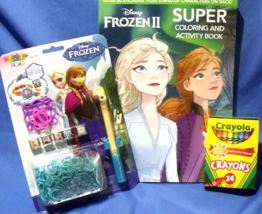 Frozen Color Book 24 Crayola Crayons &amp; Frozen Rainbow Loom Girls New Toys - $12.95