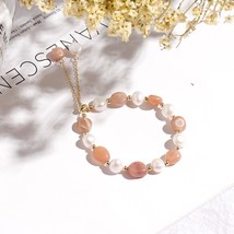 Irregular Natural Freshwater Pearls Crystal Bracelets for Women Girls Trendy Gol - £16.78 GBP