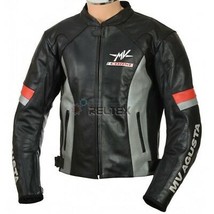 Red &amp; Black MV Agusta Sport WSB Track Pro CE Motorcycle Leather Biker Jacket - £126.80 GBP