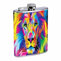 Colorful Animal Lion Em1 Flask 8oz Stainless Steel Hip Drinking Whiskey - £11.57 GBP