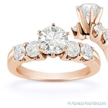 Forever ONE D-E-F Round Cut Moissanite 5-Stone Engagement Ring in 14k Rose Gold - £834.40 GBP+