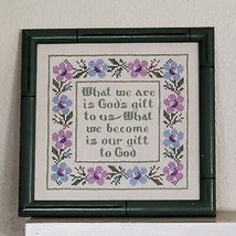 Vintage 1970 Handmade Embroidery God&#39;s Gift Framed ART 12x12&quot; - £67.47 GBP