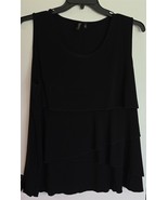 Womens Plus 2X Susan Lawrence Black Tiered Sleeveless Tank Top Shirt Blouse - $25.80 CAD