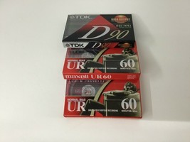 Lot of 3 New Sealed Tapes, TDK D90 Minutes, Maxwell UR 60 Minutes, Normal Bias - £15.44 GBP
